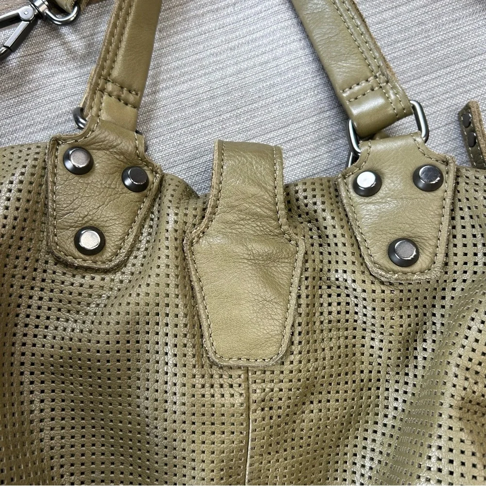 Linea Pelle Soft Leather Olive Green Messenger Bag